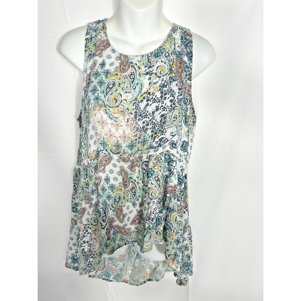 Vintage Maurices High Low Top Size L Paisley Boho Beachy Pastel Coastal Vacation
